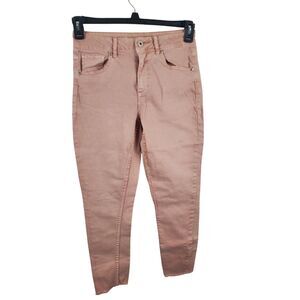 Maurices Jeans 3/4 Womens Light Pink Raw Hem Mid Rise Solid Casual Bottoms